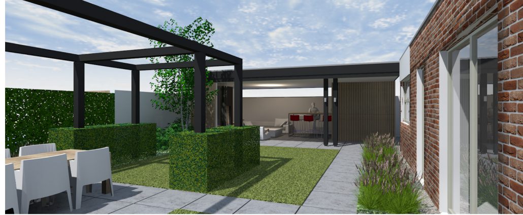 Super Moderne tuin met Overkapping - Braamhaar Ankoné RJ-41